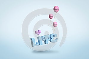 Life text being lifted by love, family, friends and community, positive uplifting life message