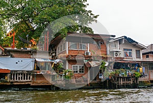 Bangkok houses along the river canal