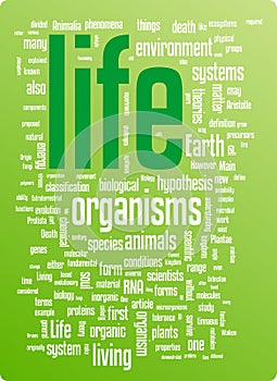 Life word cloud illustration