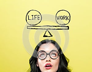 Life and work balance with young woman