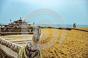 Lifeatyle seen on  Travelling and tour to the seashore and Beach by the Bay of Bengal of Puri, Odisha, India, Asia, February 2020