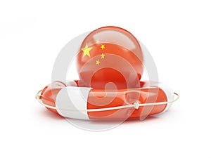 Lifebelt with Chinese flag 3D illustration