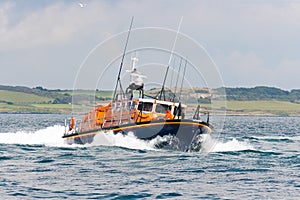 Lifeboat in action at sea