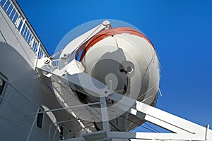 Lifeboat on the deck of a passenger ship