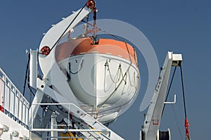 Lifeboat on hoist photo