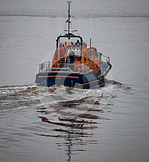 A lifeboat puts to sea