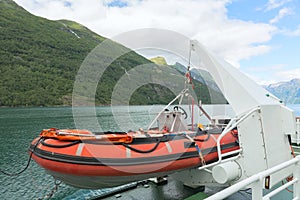 Lifeboat on a ship