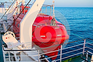 Lifeboat on a ship