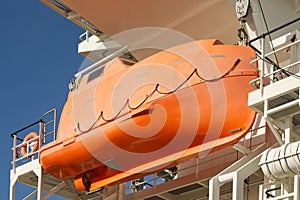 Lifeboat on side of ship