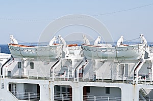 Lifeboats at cruise ship