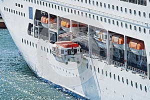 Lifeboats on a cruise ship