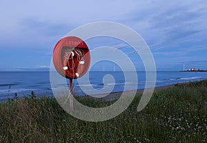 Lifebouy, Cambois, Northumberland, England, UK.