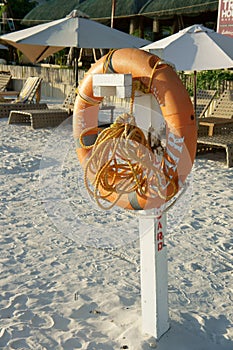 Lifebuoy on beach