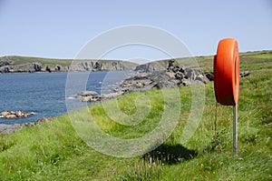 Lifebuoy on coastal path Ceredigion.