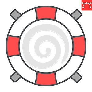 Lifebuoy color line icon, lifeguard and help, lifesaver vector icon, vector graphics, editable stroke filled outline