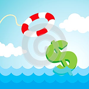 Lifebuoy and a dollar sign