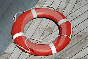 Lifebuoy in fishing boat