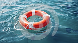 Lifebuoy floating in the sea.AI Generated