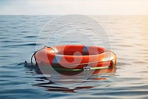 lifebuoy floating at sea ocean