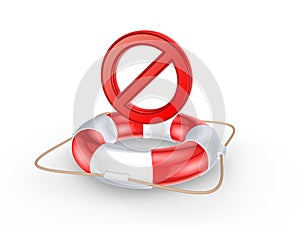 Lifebuoy and forbid symbol.