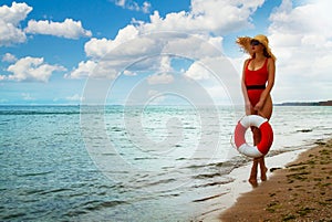 Lifebuoy girl beach