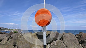 Lifebuoy at Glenariff Waterfoot Beach and Glen Antrim Northern Ireland