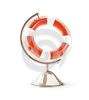 Lifebuoy globe 3d Illustrations