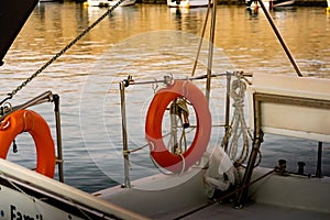 Lifebuoy hanging on the ship