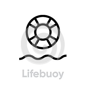 Lifebuoy help icon. Editable line vector.