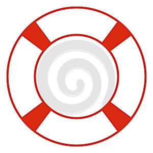 Lifebuoy illustration, color vector symbol shape of life belt ring buoy