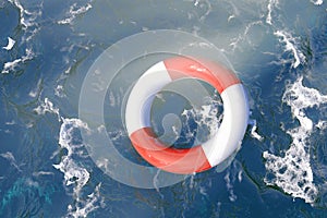 Lifebuoy in ocean