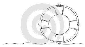 Lifebuoy One line drawing isolated on white background