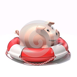 Lifebuoy with pig bank 3D