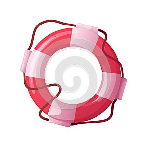 Lifebuoy ring in cartoon style. Vector illustration isolated on white