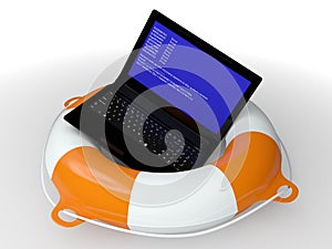 Lifebuoy ring and faulty computer