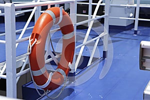 Lifebuoy rings on board for rescuing passengers.