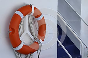 Lifebuoy rings on board for rescuing passengers.