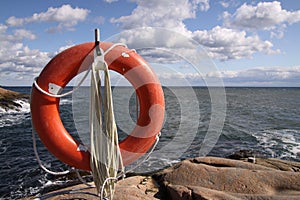 Lifebuoy on the rocks