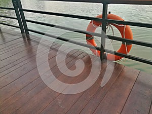 Lifebuoy, safety equipment, at the pier.