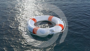 Lifebuoy in sea. 3d render