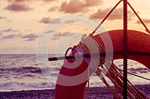 Lifebuoy on a sea beach