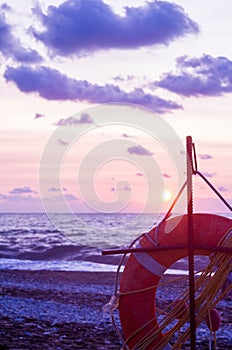 lifebuoy on a sea beach