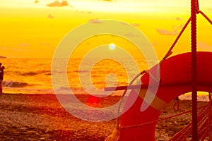 lifebuoy on a sea beach