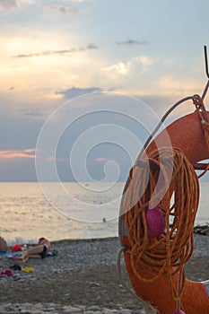 lifebuoy on a sea beach