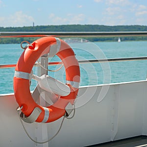Lifebuoy on a ship