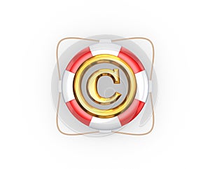 Lifebuoy and symbol of copyright.