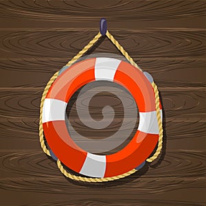 Lifebuoy. wooden background