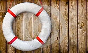 Lifebuoy on a wooden wall