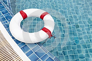 Lifebuoys are prepared at the pool inside the hotel