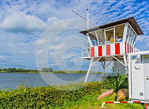 Lifegaurd house at a river landscape